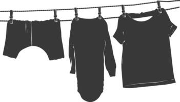 Silhouette clothesline for hanging clothes black color only vector