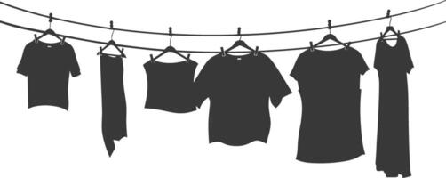 Silhouette clothesline for hanging clothes black color only vector