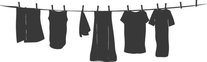 Silhouette clothesline for hanging clothes black color only vector