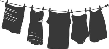 Silhouette clothesline for hanging clothes black color only vector