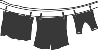 Silhouette clothesline for hanging clothes black color only vector