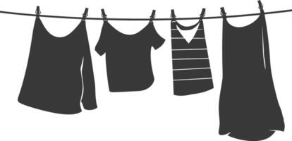 Silhouette clothesline for hanging clothes black color only vector