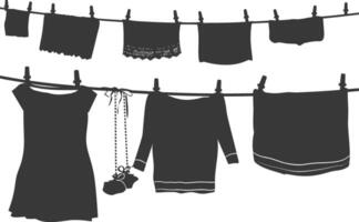 Silhouette clothesline for hanging clothes black color only vector