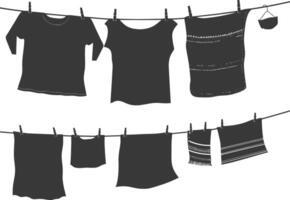 Silhouette clothesline for hanging clothes black color only vector