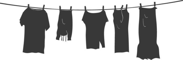 Silhouette clothesline for hanging clothes black color only vector