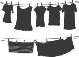 Silhouette clothesline for hanging clothes black color only vector