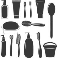 Silhouette toiletries equipment black color only vector