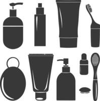 Silhouette toiletries equipment black color only vector