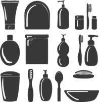 Silhouette toiletries equipment black color only vector