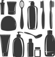 Silhouette toiletries equipment black color only vector