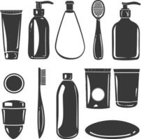 Silhouette toiletries equipment black color only vector