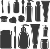 Silhouette toiletries equipment black color only vector