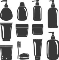 Silhouette toiletries equipment black color only vector