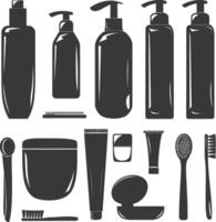 Silhouette toiletries equipment black color only vector