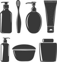 Silhouette toiletries equipment black color only vector