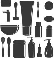 Silhouette toiletries equipment black color only vector