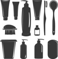 Silhouette toiletries equipment black color only vector