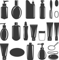 Silhouette toiletries equipment black color only vector