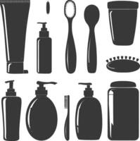 Silhouette toiletries equipment black color only vector