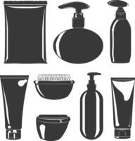 Silhouette toiletries equipment black color only vector