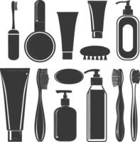 Silhouette toiletries equipment black color only vector