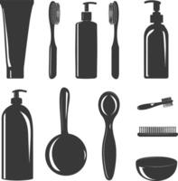 Silhouette toiletries equipment black color only vector