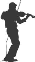 Silhouette violist in action full body black color only vector