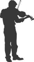 Silhouette violist in action full body black color only vector