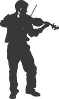Silhouette violist in action full body black color only vector