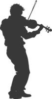 Silhouette violist in action full body black color only vector