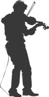 Silhouette violist in action full body black color only vector