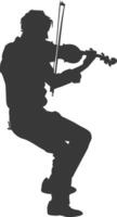 Silhouette violist in action full body black color only vector