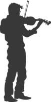 Silhouette violist in action full body black color only vector