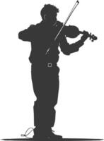 Silhouette violist in action full body black color only vector