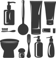 Silhouette toiletries equipment black color only vector