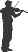 Silhouette violist in action full body black color only vector