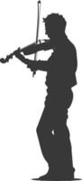 Silhouette violist in action full body black color only vector