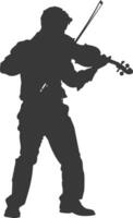 Silhouette violist in action full body black color only vector