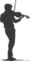 Silhouette violist in action full body black color only vector