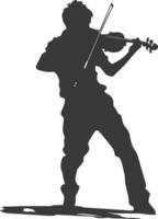 Silhouette violist in action full body black color only vector