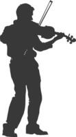 Silhouette violist in action full body black color only vector