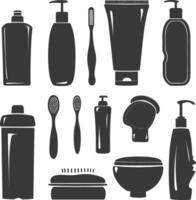 Silhouette toiletries equipment black color only vector