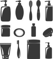 Silhouette toiletries equipment black color only vector