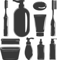 Silhouette toiletries equipment black color only vector