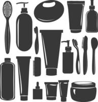 Silhouette toiletries equipment black color only vector