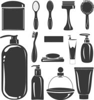 Silhouette toiletries equipment black color only vector