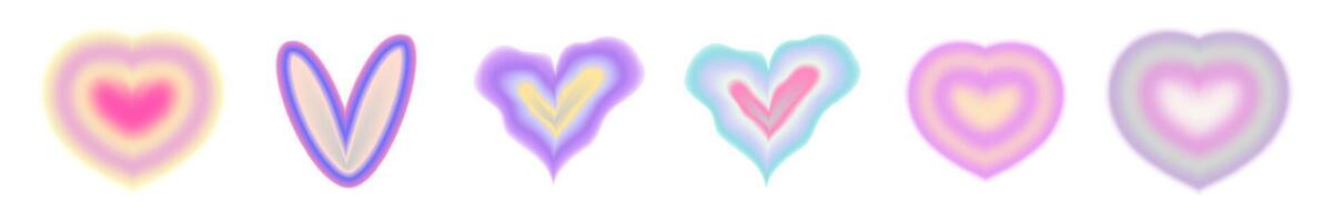 Blur Heart set tunnel gradient y2k. Aesthetic gradient with heart shape for valentines day. illustration vector