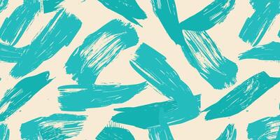 Seamless pattern with cyan brush strokes. Distorted grungy abstract forms. Brush strokes seamless pattern texture. Grange shapes. Grunge textured. shapes with brush strokes vector