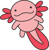 Cute cartoon axolotl illustration vector