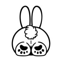 Cute baby bunny butt, outline, easter holiday. illustration. vector